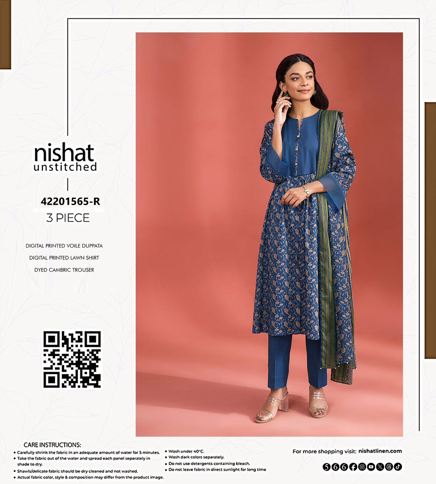 Nishat Unstitched 3-Piece Digital Printed Lawn Suit – 42201565-R
