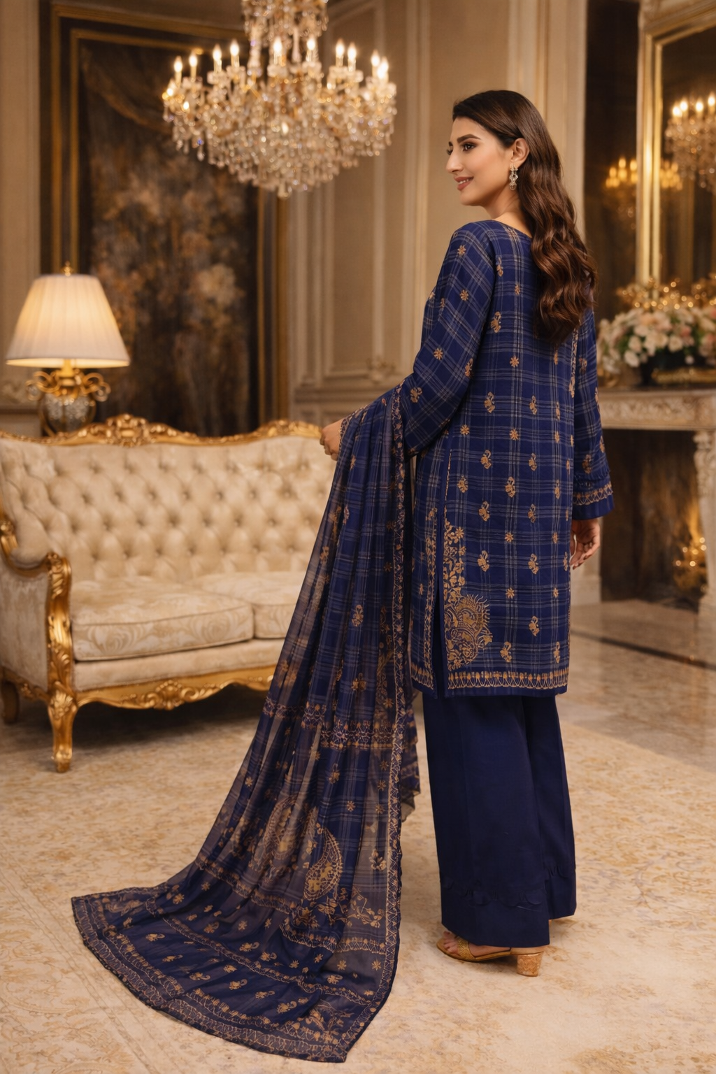 Nishat Unstitched 3-Piece Navy Blue Digital Printed Lawn Suit (42201356-R)